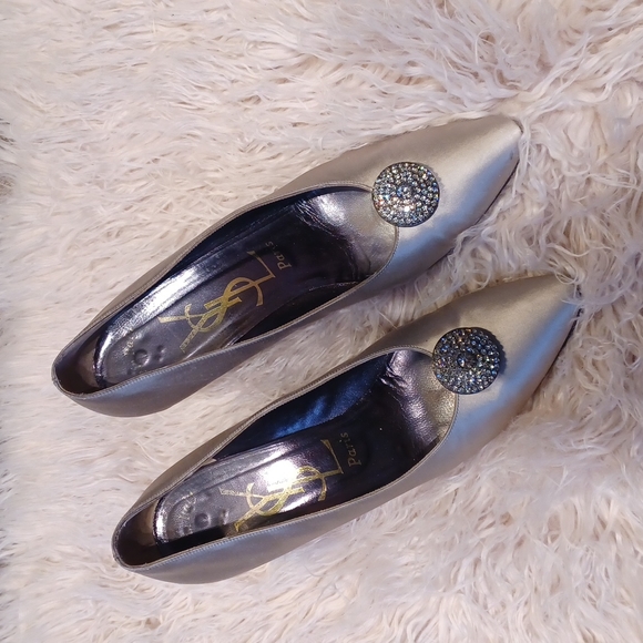 YSL vintage  satin  heels - Picture 1 of 15